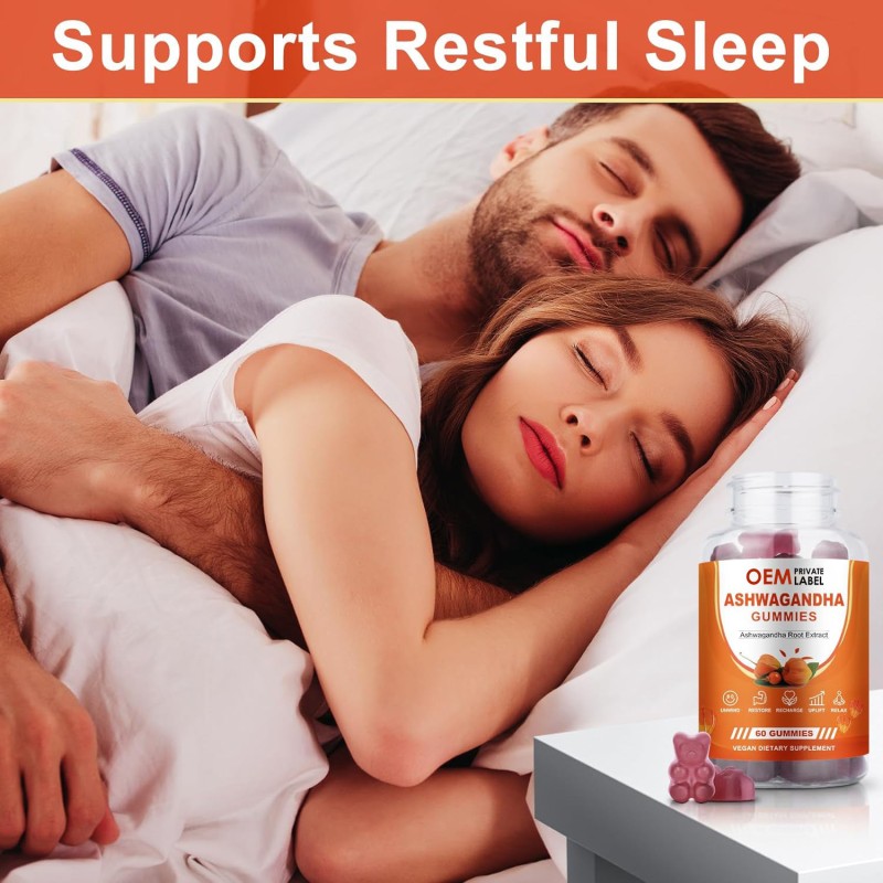 OEM Halal Vegan Sleep Aid Gummies with Ashwagandha Extract for Stress Relief and Better Sleep - Wholesale for Adults