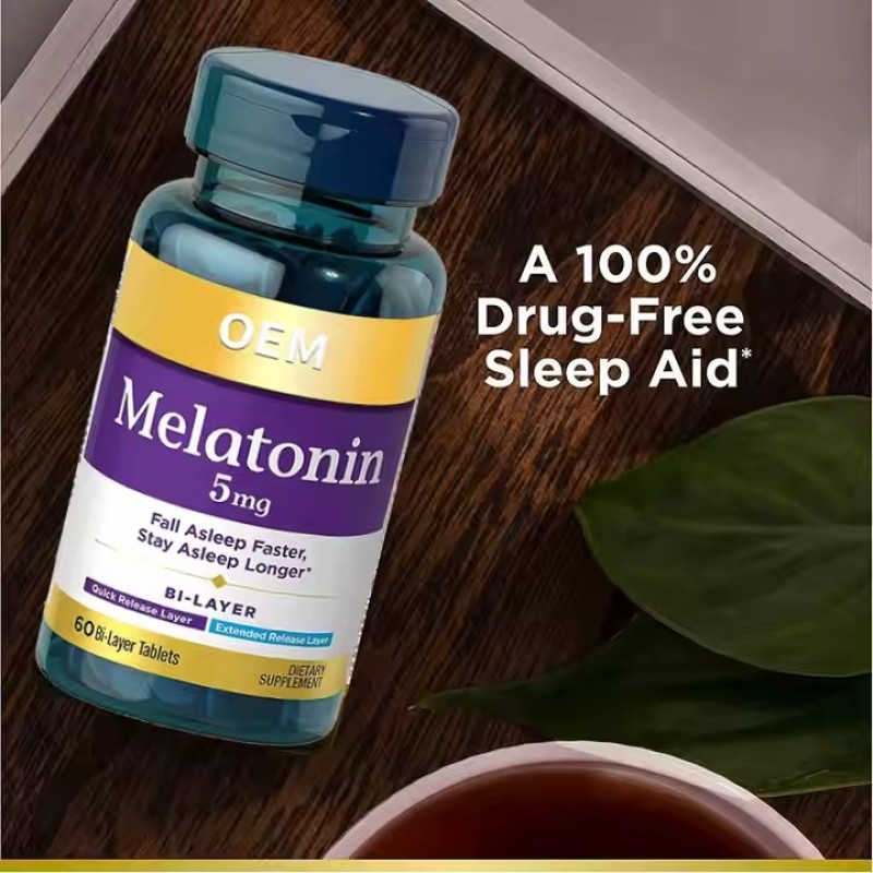 Private Label Vegan Promotes Relaxation Calm Sleep Aid Pills Supplement Halal Sleeping Melatonin Tablets