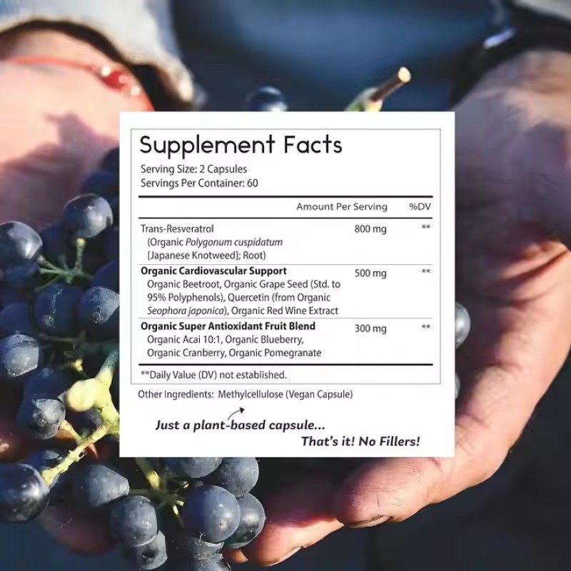 Wholesale High Purity Natural Herbal Supplement Trans Resveratrol Grape Seed Extract Resveratrol Capsules