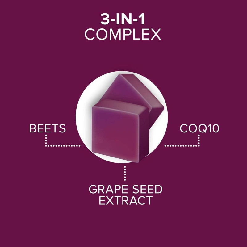Beet CoQ10 Grape Seed Extract Soft Chews Dietary Supplement - Heart Health Energy Support for Adults & Seniors