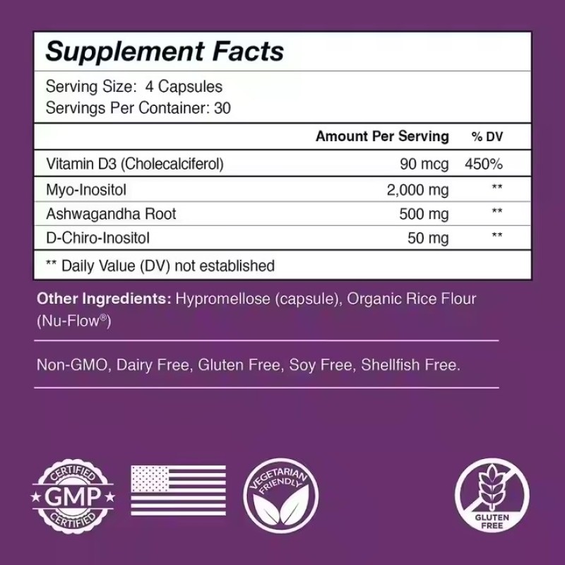 Folic Acid Vitamin D3 Capsules Inositol D-chiro Antioxidant Pills Pregnant Health Supplements for Pregnant Women