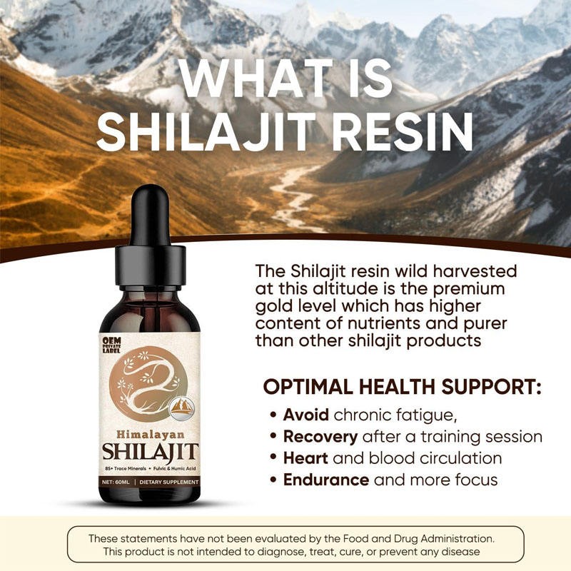OEM Shilajit Liquid Drops for Men & Women - Premium Fulvic Acid Energy Booster with Rapid Absorption Technology