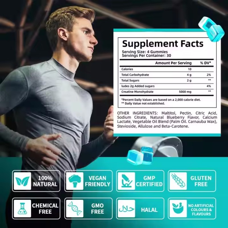 Pre Workout Healthcare Supplements Sports Nutrition Creatine Monohydrate Gummies Improve Physical Endurance
