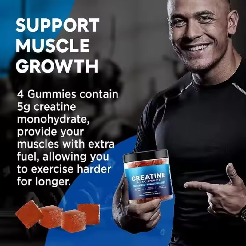 Custom Creatine Gummy Creatine Monohydrate Powder Supplement Gummies for Muscle Building Creatine Gummies