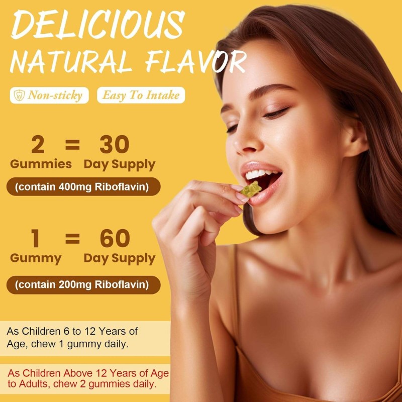 OEM Riboflavin Gummies with Magnesium Glycinate, COQ10, and Elderberry for Skin and Nervous System Support