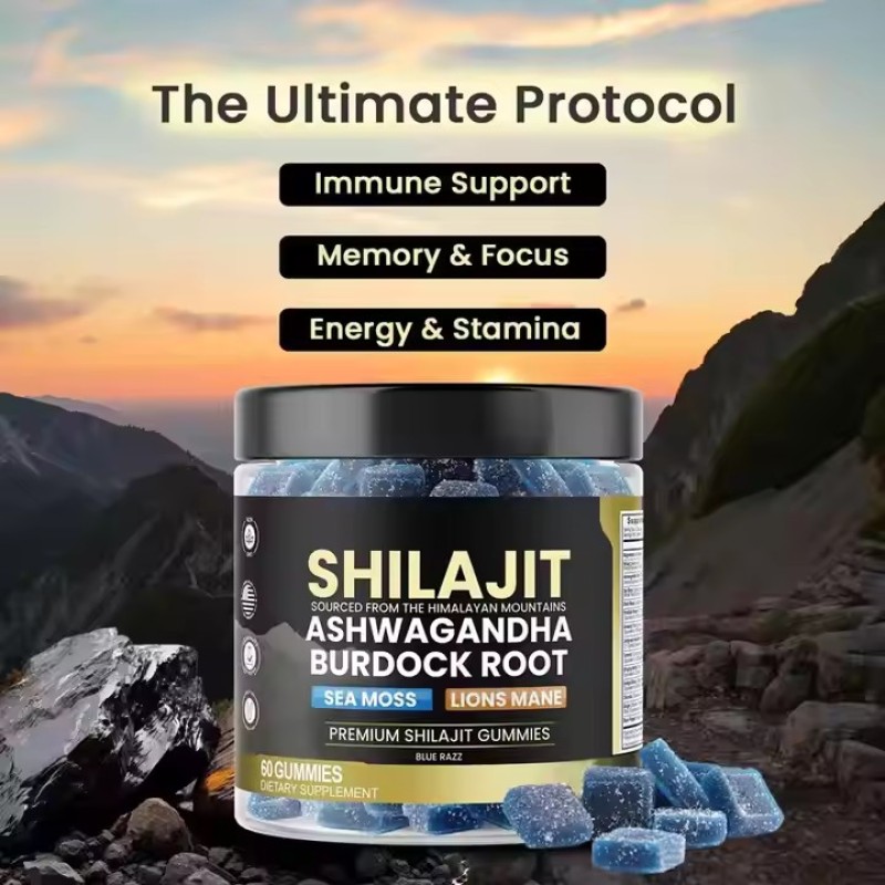 Pure Himalayan Shilajit Gummies Ashwagandha Burdock Root Fulvic Acid Shilajit Gummies Supplement Energy