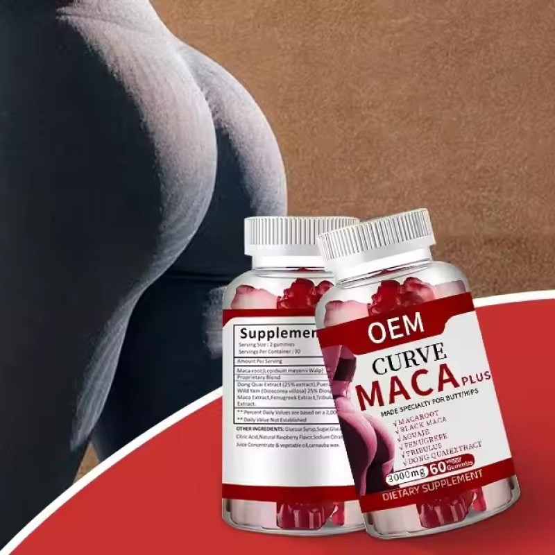 Proprietary Brand Natural Healthy Maca Gummies Designed to Contour the Buttocks and Enhance Their Plumpness