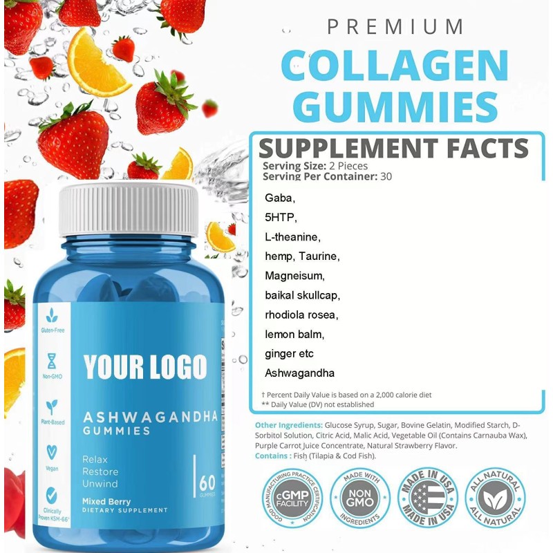 OEM/ODM Sugar-Free Ashwagandha Gummies - Stress Relief & Immune Support Supplement for Adults