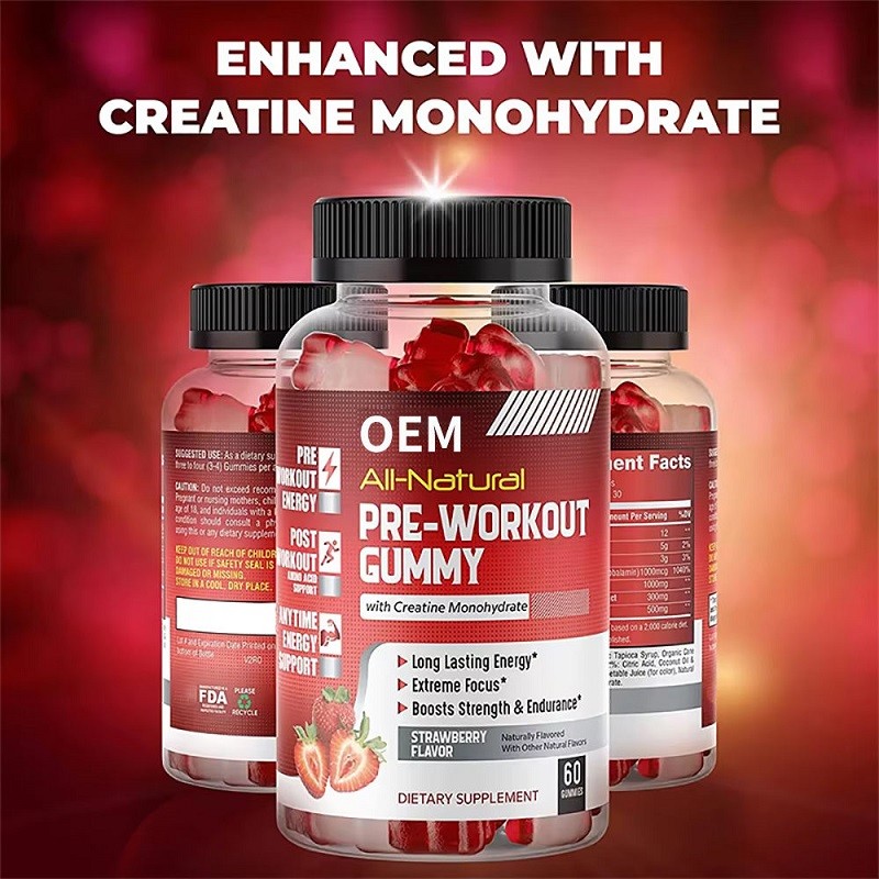 Creatine Monohydrate Gummy Bear Supplement with Green Coffee Bean Extract Vitamin B12 to Enhance Energy Gummy