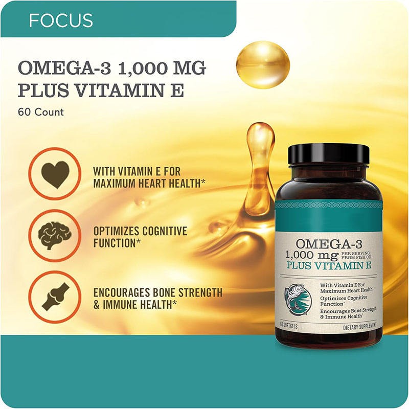 Alaskan Fish Oil Omega 3Softgels, DHA EPA with Vitamin E, Heart Health, Brain Function & Joint Mobility Support