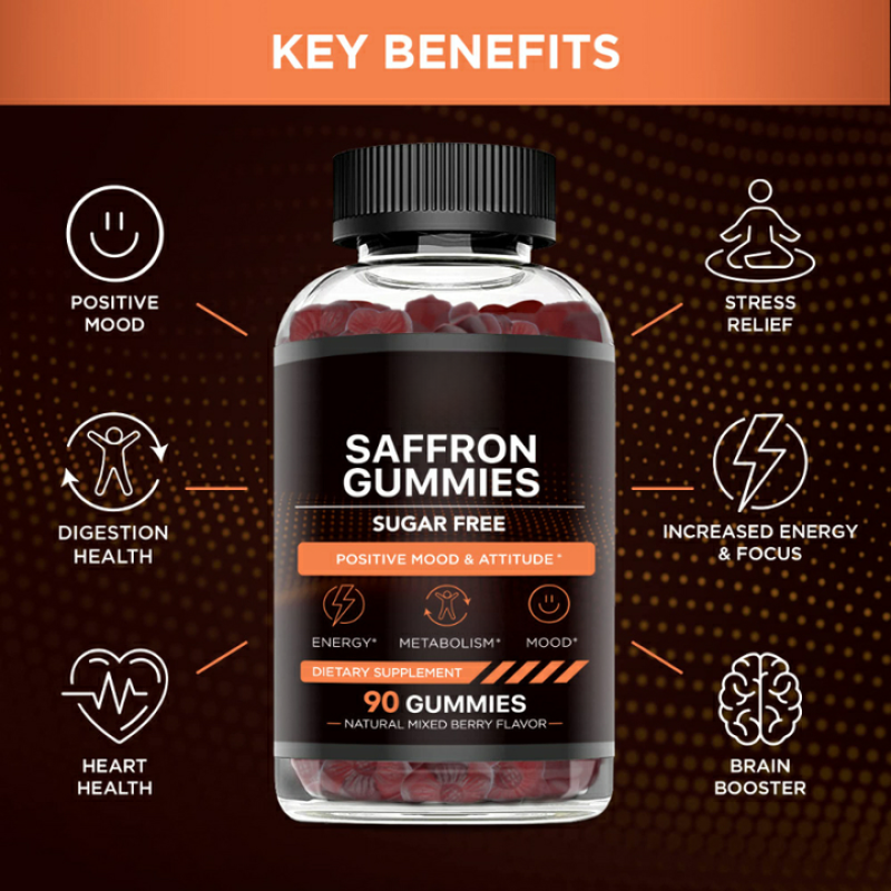 Saffron Extract Female Gummy Anti-Oxidant Energy Enhancement, Qi and Blood Replenishment, Vegetarian Gummy