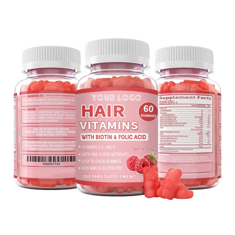 Biotin Vitamin Gummies with Vitamins a C E & Folic Acid for Hair Growth, Reduce Hair Loss, Nail Health - Hair Care Supplement