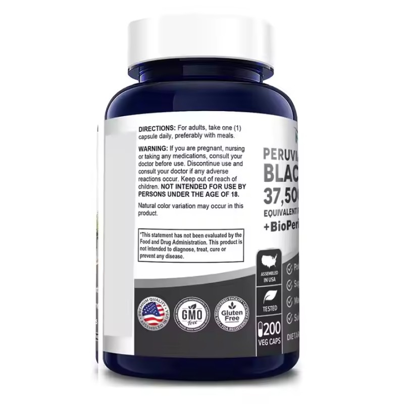 Peruvian Black Maca Capsules  Extract, Natural Energy & Stamina Booster for Men, Vegan & GMP Certified, MAXTHR Brand