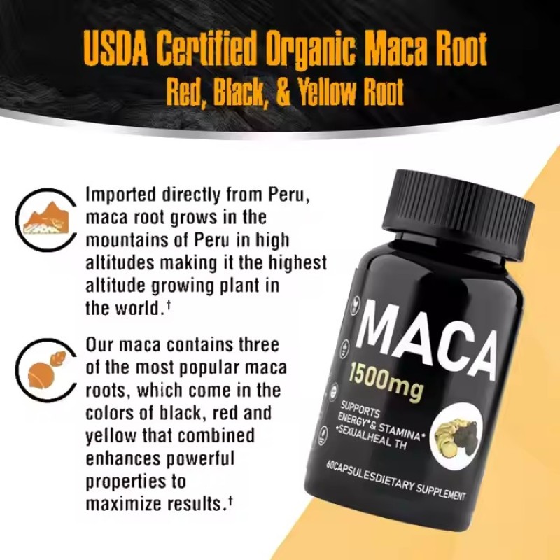Maca Oyster Tablets for Male Enhancement Effective Performance Support Mood Booster Herbal Maca Ginseng Capsules Men