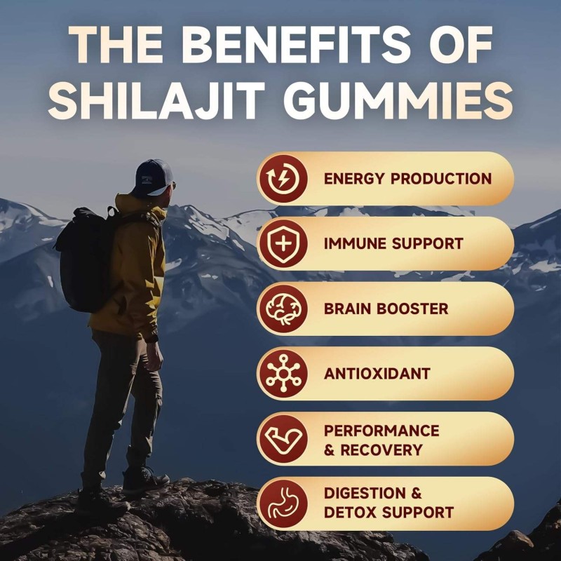 OEM Vegan Private Label Organic Shilajit Gummies with Pure Gold Shilajit and Zinc for Enhanced Vitality