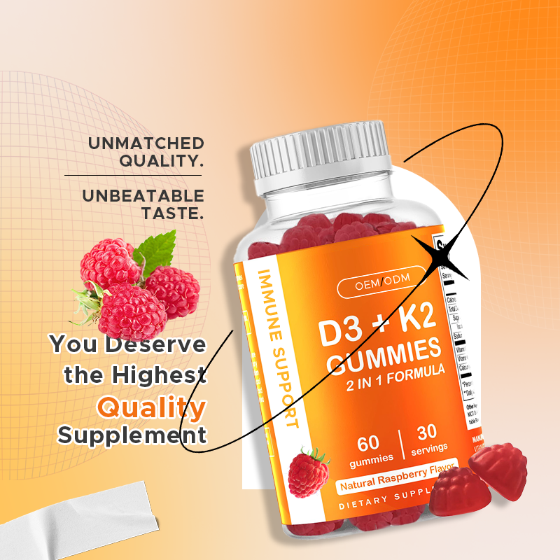 High-quality Vitamin D3 K2 Adult Gummy Candy 5000 International Units Vitamin D3 Immune Support Vitamin Gummy Candy