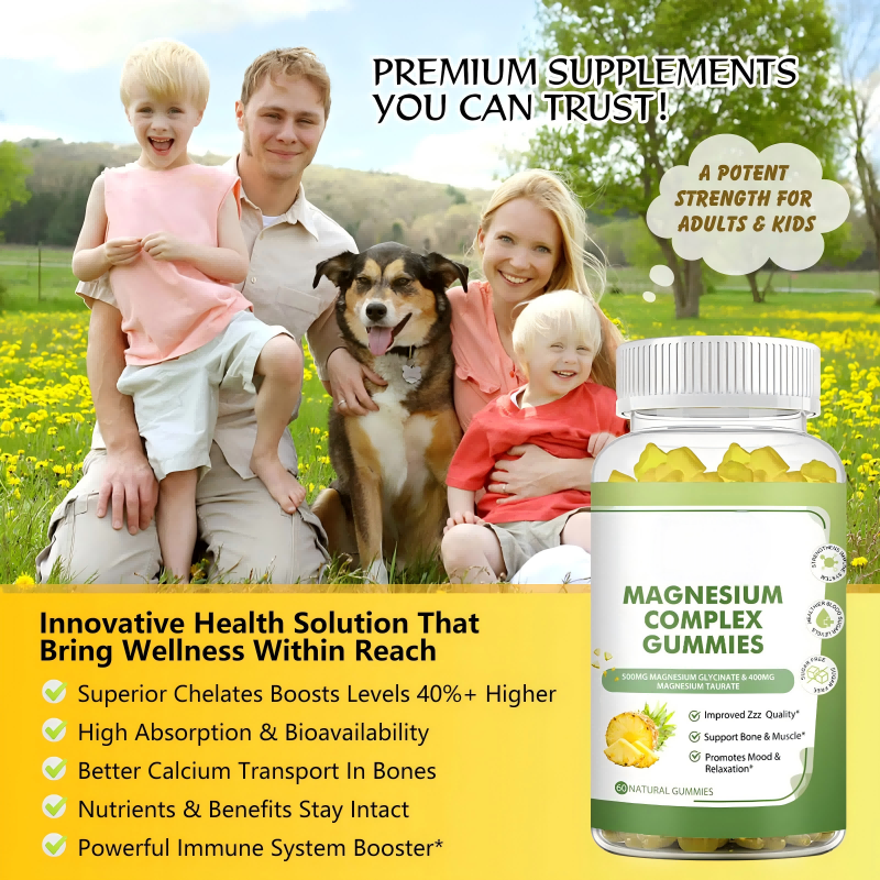 Magnesium Complex Gummies Magnesium Citrate L-Theanine Magnesium Glycinate Supplements for Relax Multivitamin Supplement