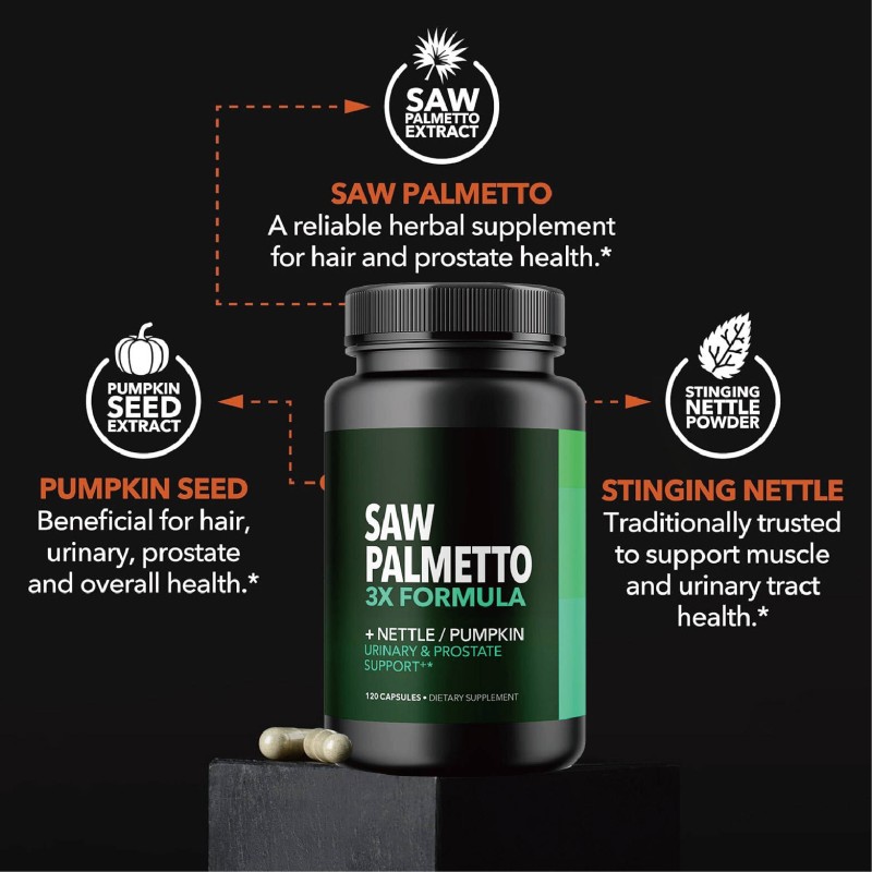 Natural Urinary Tract Health Supplements - Hormone Balance & Hair Support, Extra Strength 45% Extract