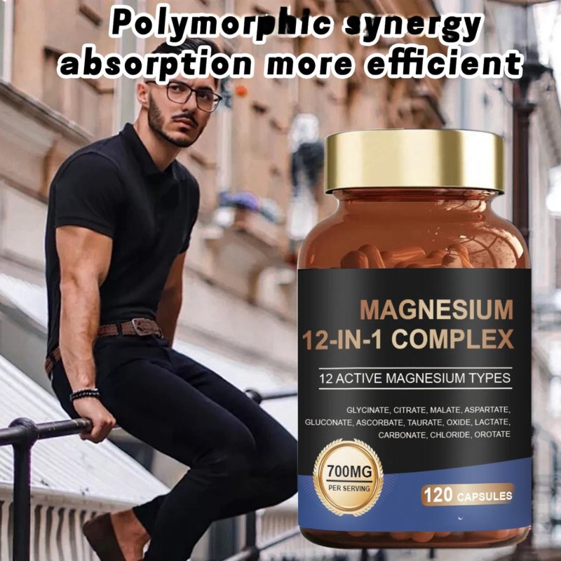 Premium 12-in-1 Magnesium Complex 700mg with Glycinate & Citrate for Sleep and Muscle Support, Pregnancy-Safe Formula
