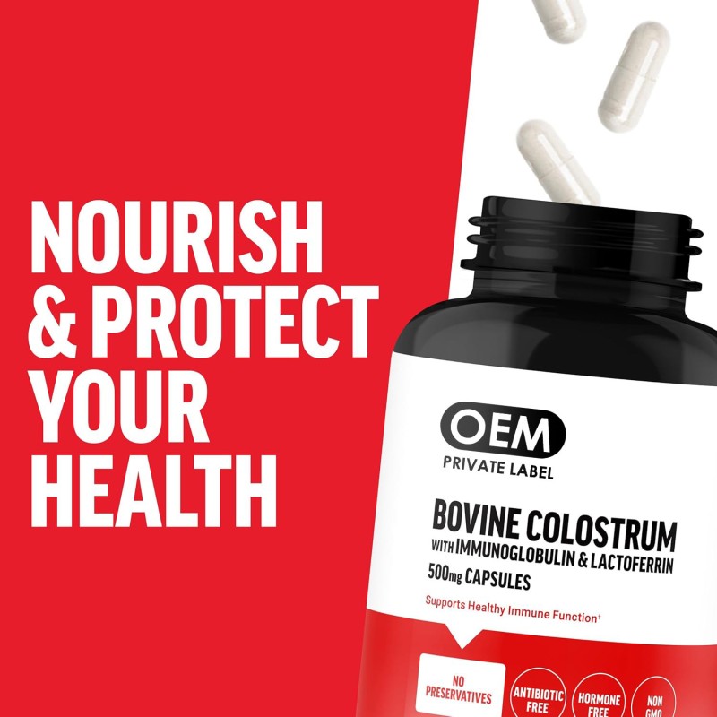 Premium Bovine Colostrum Capsules with Immunoglobulin and Lactoferrin for Gut Health & Immune Support