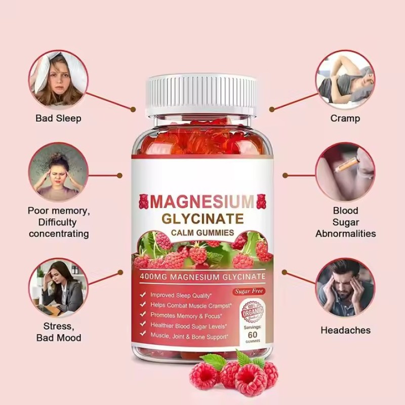 400mg & 500mg Magnesium Glycinate Gummy Sleep Supplements Vitamins Healthcare Supplement for Minerals