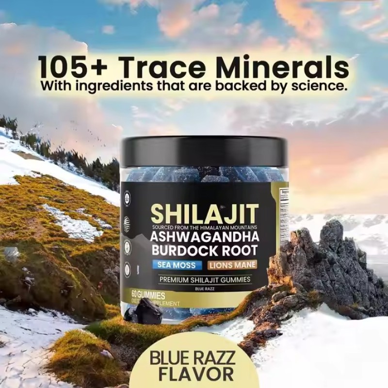 Pure Himalayan Shilajit Gummies Ashwagandha Burdock Root Fulvic Acid Shilajit Gummies Supplement Energy