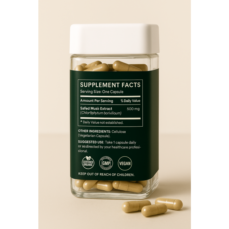 Organic SafedMusli Capsules 500mg - Herbal Root Extract for Male Vitality and Endurance - Private Label Manufacturer