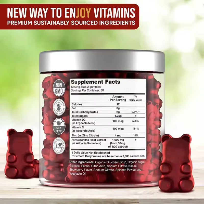 Organic Ashwagandha Gummies for Energy Boost, Sleep Improvement, Stress Relief & Mood Enhancement