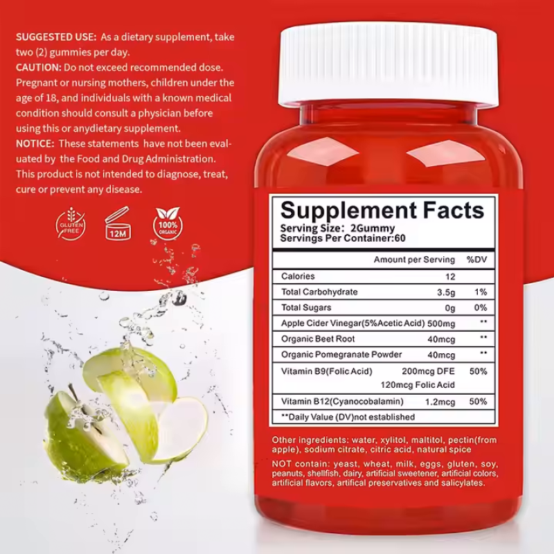 Apple Cider Vinegar Gummies with Pomegranate & Beet Root - Detox, Weight Control, Immune Support, Energy Booster for Adults