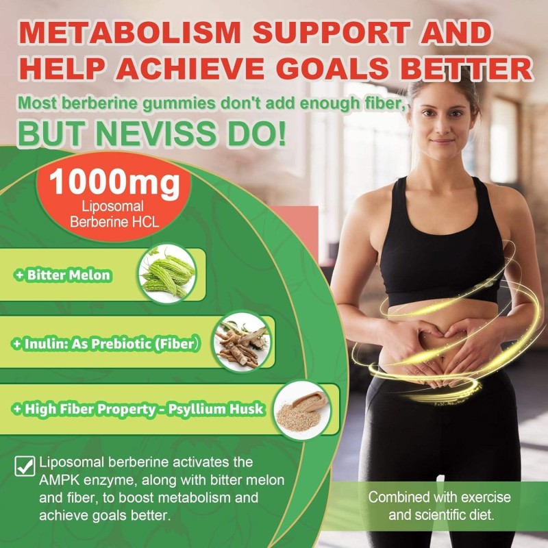 Liposomal Berberine Gummies with Ceylon Cinnamon & Bitter Melon - Advanced Glucose Metabolism Support & AMPK Activator