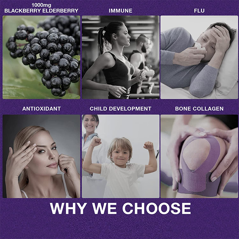 Black Elderberry Gummies with Vitamin C & Zinc for Immune Support & Antioxidant - Dietary Supplement for Adults & Children