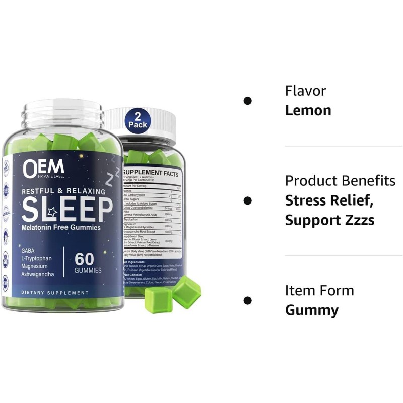 Hot-Selling Melatonin-Free Sleep Aid Gummies - Lemon Flavor, Promotes Restful Sleep & Relaxes Mood