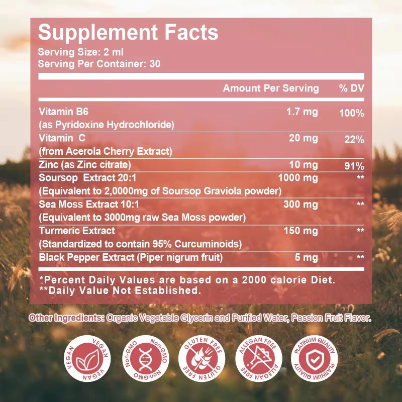 Soursop Graviola Extract Liquid Drops - High Potency Antioxidant for Immune Support & Cellular Health Boost in Adults