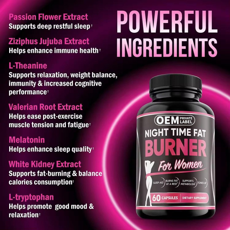 Professional Night Fat Burner Capsules with Green Tea & L-Carnitine - Boost Metabolism, Suppress Appetite for Women