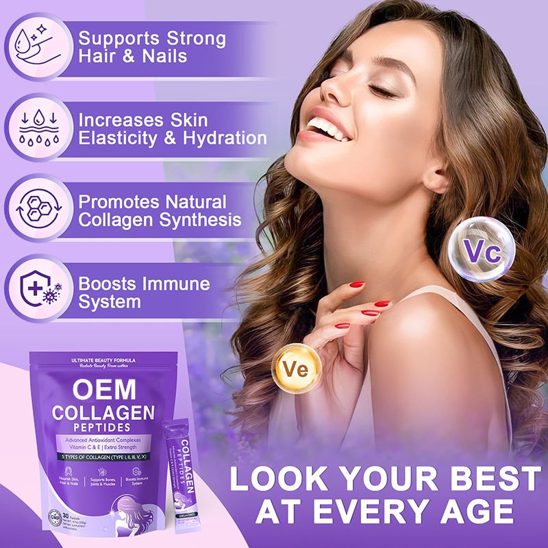 OEM Marine Fish & Bovine Collagen Peptide Powder Sachet - Multi-Type Collagen for Skin Health