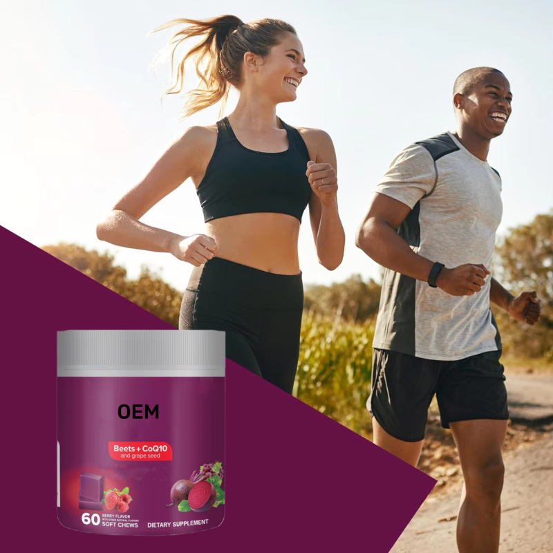 Beet CoQ10 Grape Seed Extract Soft Chews Dietary Supplement - Heart Health Energy Support for Adults & Seniors
