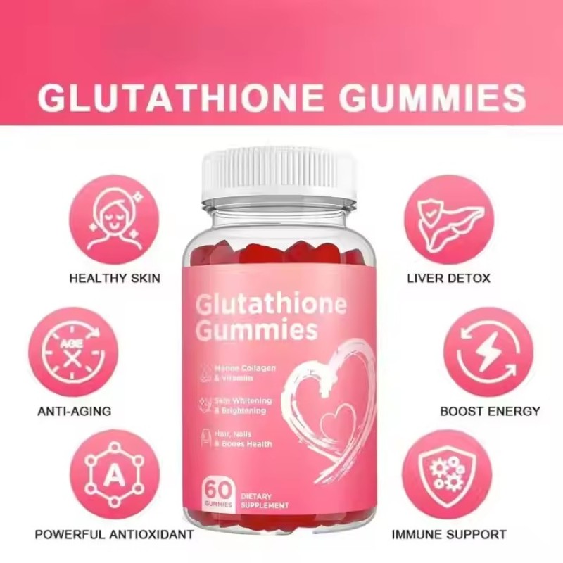Wholesale Skin Whitening Lightening Gummies with VC Vitamin E L-glutathion Collagen Supplement