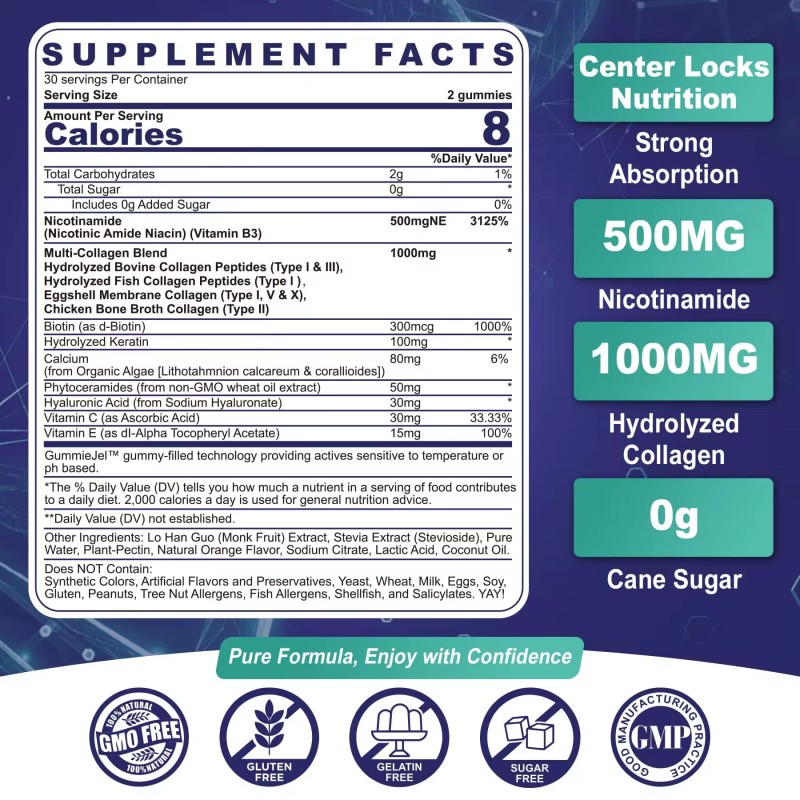 NAD+ Resveratrol Gummies Nicotinamide Adenine Dinucleotide Supplement Antioxidant Energy Vitality Booster for Daily Vitamins