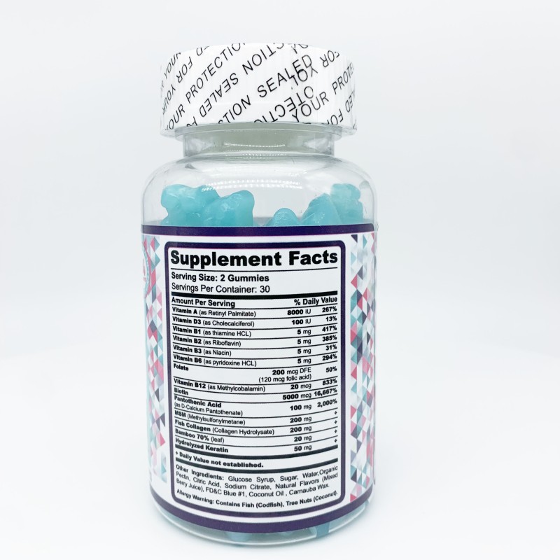 Biotin Collagen Keratin Gummies for Hair Growth and Skin Nail Support - Vegan Formula with Pectin Base