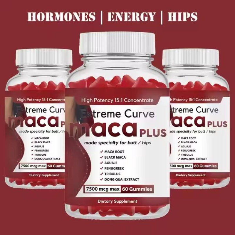 Black Maca Plus Gummies for Big Buttocks Extreme Curves Black Maca Root to Enhance Vitality in Men & Women Butt Booster