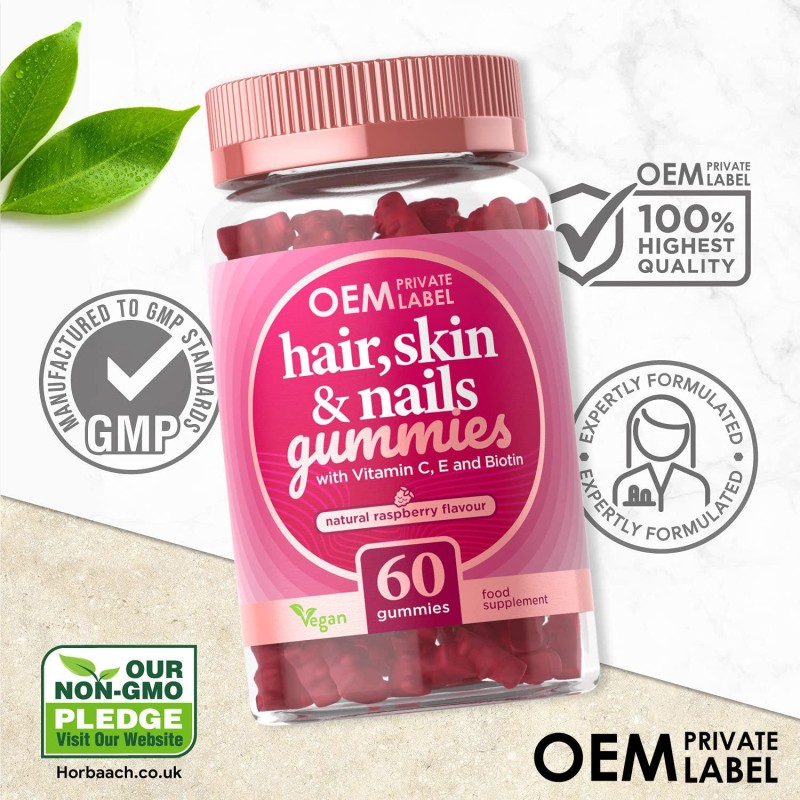 Private Label Vegan Collagen Gummies with Biotin & Vitamins for Hair, Skin, and Nails
