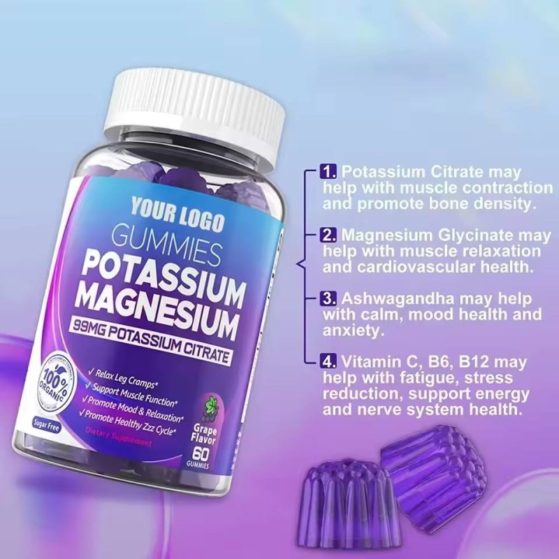 OEM Sugar-Free Sleep Gummies Supplement with Vitamin C, B6, B12, Potassium Citrate, and Magnesium Glycinate - Melatonin-Free