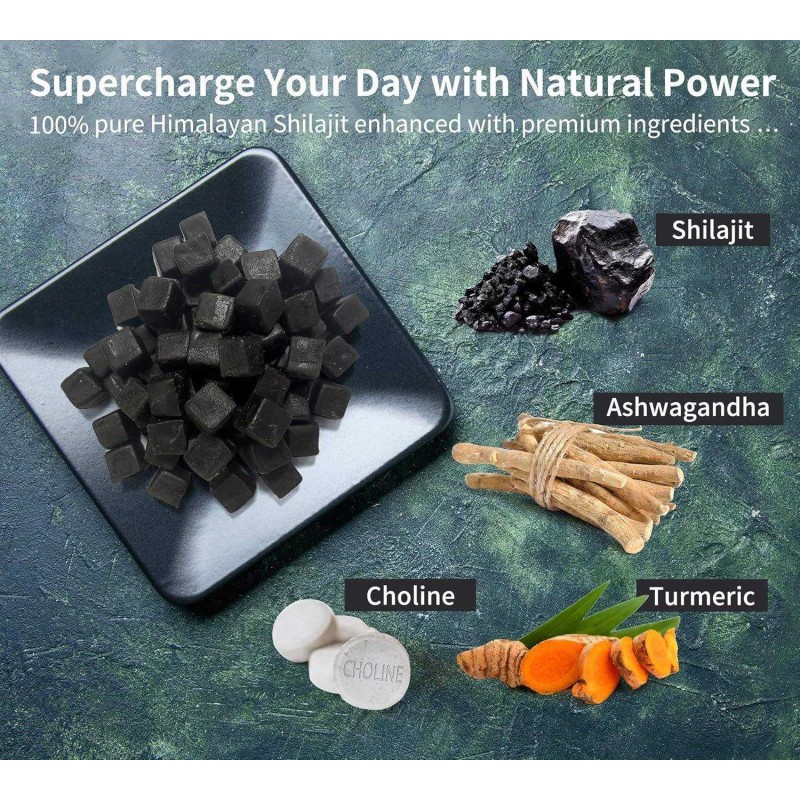Himalayan Shilajit Gummies with Ashwagandha Natural Minerals for Energy Support, Individually Wrapped Sugar-Free Supplement
