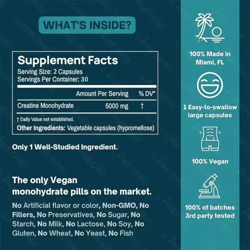 Creatine Monohydrate Pills-Muscle Growth Capsules for Men and Women Creatine Capsules Micronized Supplement