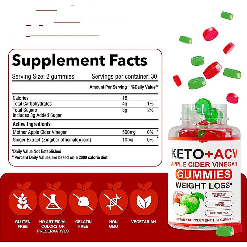 OEM Keto BHB + ACV Dual-Action Pomegranate Gummies - Promotes Fat Metabolism, Controls Appetite, Suitable for Ketogenic Adults
