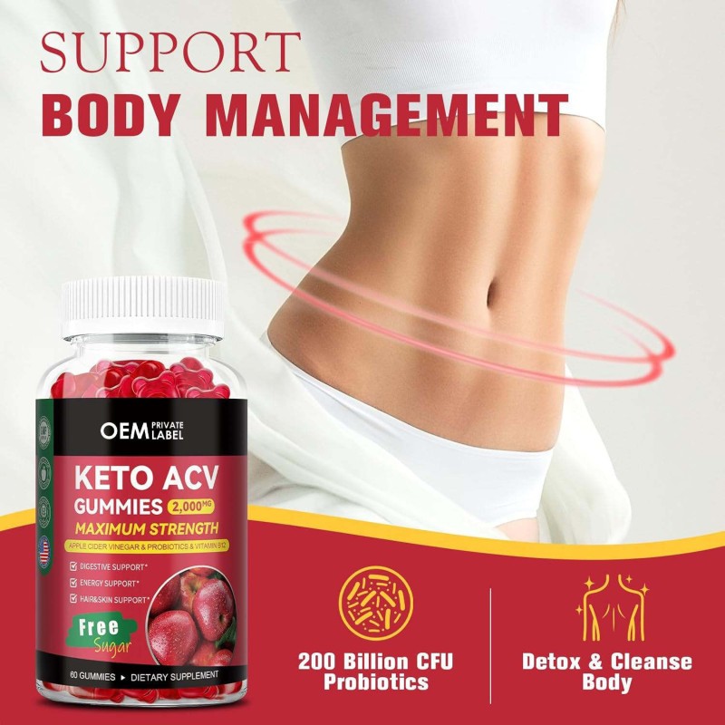 OEM Premium Keto ACV Gummies - Apple Cider Vinegar for Weight Management & Flat Tummy