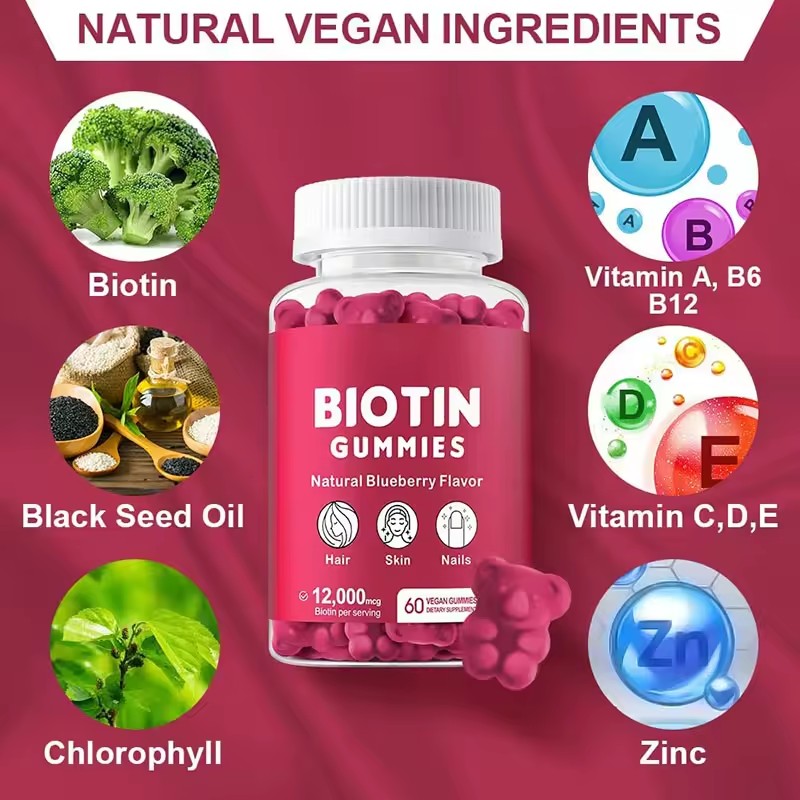 OEM/ODM Private Label Biotin Gummy Vitamin Supplement for Hair Skin & Nail Health