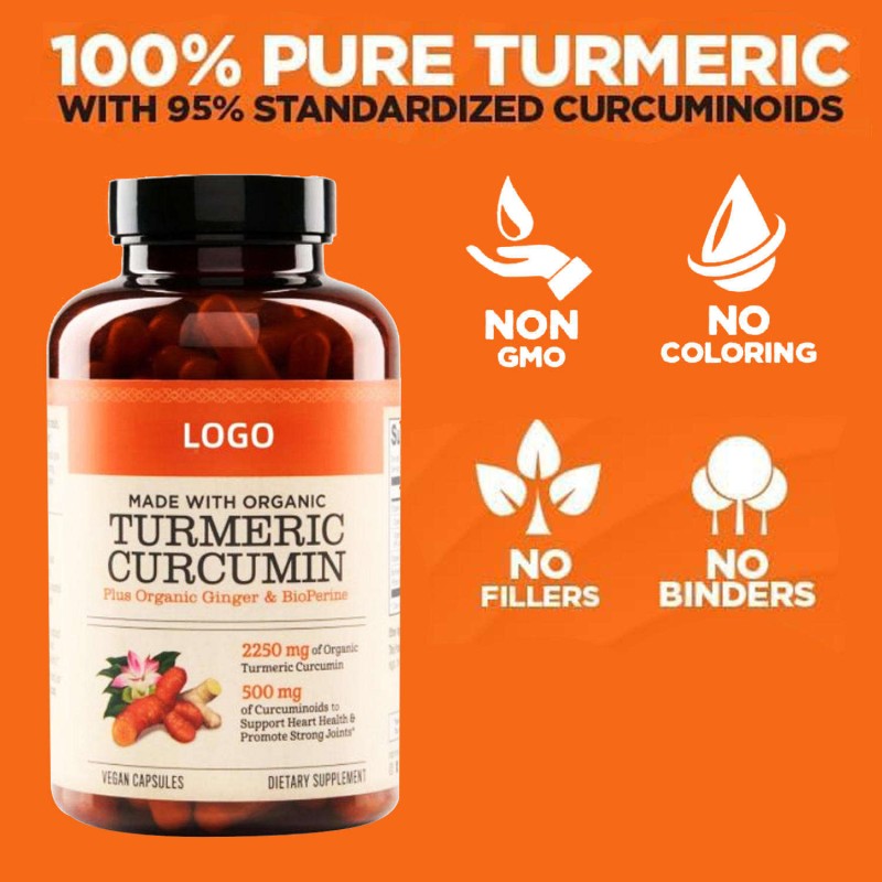 Organic Turmeric Curcumin Pills - Gluten-Free, Antioxidant & Heart Health, Daily Wellness Supplement