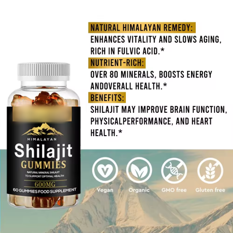 Himalayan Shilajit Gummies for Men with Fulvic Acid and Ashwagandha Energy Boost Supplement