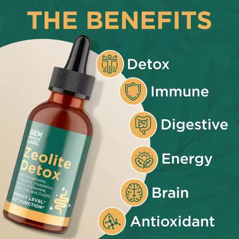 OEM Private Label Natural Food Grade Clinoptilolite Zeolite Drops Oral Liquid Health Support for Body Cleanse